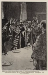 Nach der Proklamation des Königs, Trinken auf die Gesundheit Seiner Majestät im Mansion House