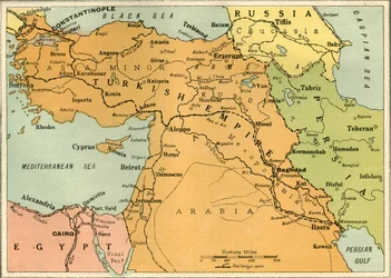 Karte zur Veranschaulichung der mesopotamischen Expedition, 1919