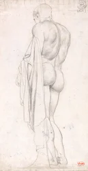 Rückansicht einer stehenden klassischen männlichen Figur
