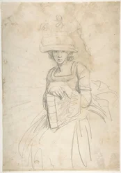 Dame mit einem Buch (recto); Plan zur Platzierung von Farben auf einer Palette (verso)