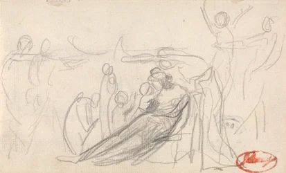Liegende Figur mit Kindern und anderen Figuren