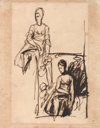 Sitzende Frau, Zwei Studien