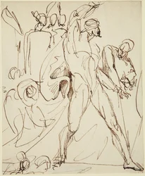 Skizze für die Figur von Macbeth in der Bankettszene aus Macbeth