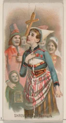 Fastnacht, Dänemark, aus der Feiertagsserie N80 für Duke-Zigaretten, 1890