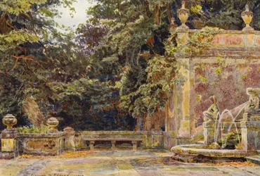 Italienische Gärten: Am Fuß des Wasserfalls, Villa Corsini