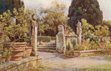 Italienische Gärten: Endstatuen, Villa Piatti