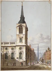 Kirche St. Benet Gracechurch und Gracechurch Street, City of London, 1811