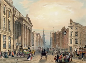 Mansion House in Richtung Cheapside, graviert von Thomas Picken, veröffentlicht von Ackermann 1851