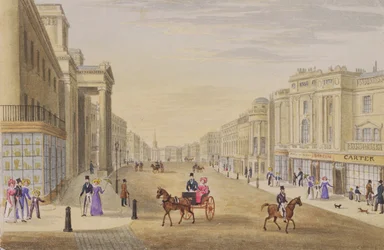 Regent Street, Blick nach Norden von der Hanover Street, ca. 1830
