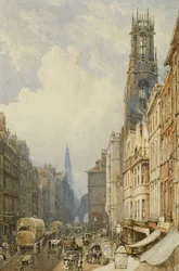 Fleet Street Blick auf Temple Bar mit Old St. Dunstans und St. Clement Danes, 1834