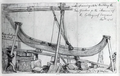 Bewegung der Eisenträger zum Bau des Hunterian Museums am Royal College of Surgeons, 1835