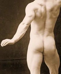 Eugen Sandow in klassischer antiker griechisch-römischer Pose, Detail aus DGC 1073442, um 1894