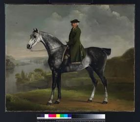 Joseph Smyth Esquire, Leutnant des Whittlebury-Waldes, Northamptonshire, auf einem Apfelschimmel, ca. 1762-64