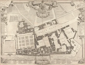 Eine Vermessung und Grundriss des Königspalastes in Whitehall