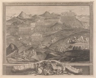 Die Schlachtordnung von Carberry-Hill bei Edinburgh mit der Kapitulation von Maria Stuart an die konföderierten Lords von Schottland und der Flucht von Earl Bothwell, 1567