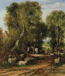 Pastorale Szene mit Schafen, 19. Jahrhundert