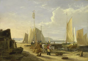 Eine Hafenszene auf der Isle of Wight, Blick auf die Needles