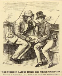 Bootspassagiere leiden an Seekrankheit. George du Maurier Karikatur aus 