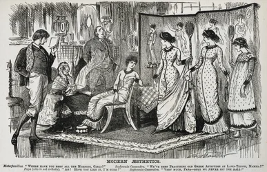 George du Maurier Karikatur über die modische Ästhetikbewegung in den dekorativen Künsten. Aus 