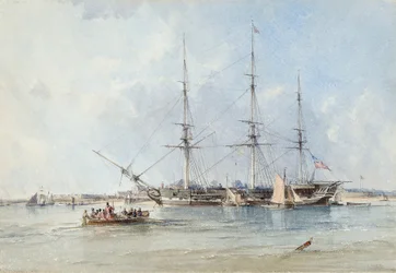 Die Blackwall-Fregatte Seringapatam vor Anker bei Tilbury Fort