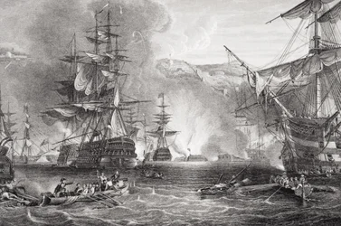 Die Bombardierung von Algier, 27. August 1816, aus „Illustrationen zur englischen und schottischen Geschichte“, Band II