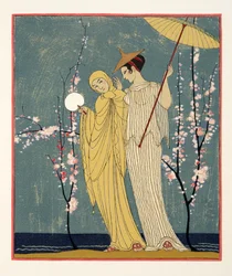 La Rencontre, Illustration aus Les Chansons de Bilitis, von Pierre Louys, veröffentlicht 1922