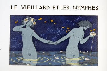 Le Vieillard et les Nymphes, Illustration aus Les Chansons de Bilitis, von Pierre Louys, veröffentlicht 1922
