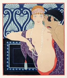 Les Trois Beautes de Mnasidika, Illustration aus Les Chansons de Bilitis, von Pierre Louys, veröffentlicht 1922