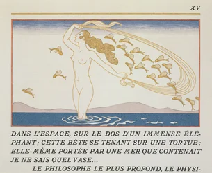 Frau watet durch Wasser, Illustration aus 