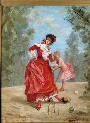 Krocketspiel. Gemälde von Georges Jules Victor Clairin (1843-1919)