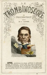 Emile LITTRE (1801-1881) - Illustration aus "Le Trombinoscope", einer satirischen politischen Zeitschrift von Leon-Charles Bienvenu, bekannt als Touchatout (1835-1910) Monographie Nr. 18, Imprimerie Vallee, Paris