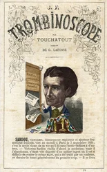Victorien SARDOU (1831-1908) - Illustration aus "Le Trombinoscope", einer satirischen politischen Zeitschrift von Leon-Charles Bienvenu, bekannt als Touchatout (1835-1910) Monographie Nr. 24, Paris