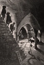 La Cave Pénale - Illustration aus L’Homme qui rit, 19. Jahrhundert