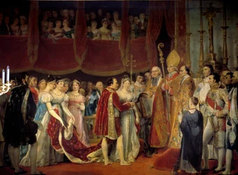 Religiöse Hochzeit von Napoleon I. (1769-1821) mit Erzherzogin Marie Louise von Habsburg-Lothringen (1791-1847), 2.04.1810 im Salon Carré des Louvre