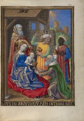 Die Anbetung der Könige aus einem Stundenbuch (Ms. 48 fol. 59)