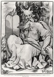 Moses, graviert von Ludwig Businck (ca. 1590-nach 1630)