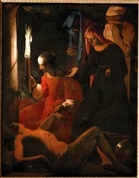 Der heilige Sebastian wird von der heiligen Irene gepflegt