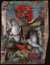 Ikone des Heiligen Georg zu Pferd, der den Drachen tötet