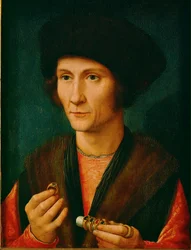 Ein Goldschmied, vielleicht Jacques Cnoop, Schwiegervater von Gerard David (Öl auf Eichenholz)
