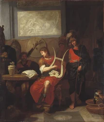 Achille spielt vor Patroklos auf der Lyra