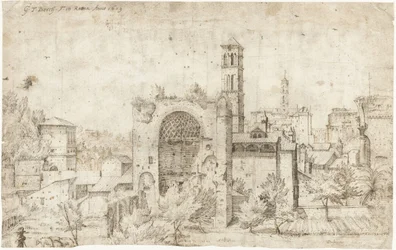 Ansicht der Apsis des Tempels der Venus und Roma und des Klosters S. Maria Nova, Rom