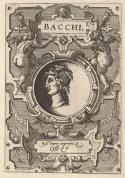Büste des Bacchus umgeben von Bandwerk, aus der Serie 
