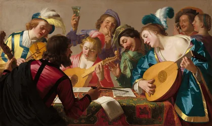 Musiker der späten Renaissance/frühen Barockzeit (Gerald van Honthorst, Das Konzert, 1623)