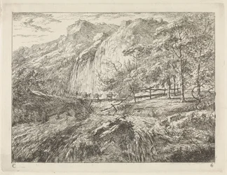 Packesel auf einer Brücke bei einem Wasserfall