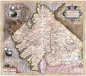 Galicien, Santiago de Compostela, Monforte de Lemos, Nordwestspanien (Gravur)