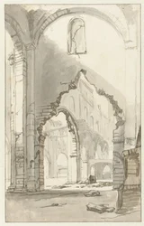Innenraum der Nieuwe Kerk in Amsterdam nach dem großen Brand von 1645