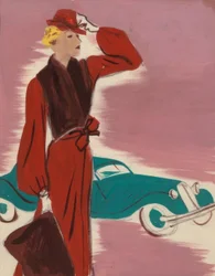 Damenmode 1930er, Kleid mit Stola