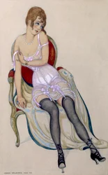Dame in Unterwäsche