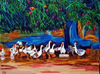 Gänse und Mangobaum, 2019