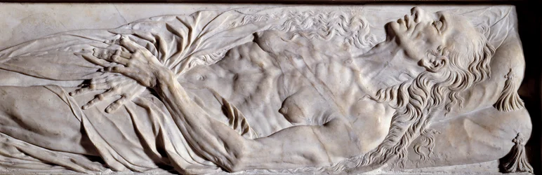 Elemente des Grabdenkmals von Valentine Balbiani (1518-1572), Ehefrau von René de Birague. Flachrelief in Marmor
